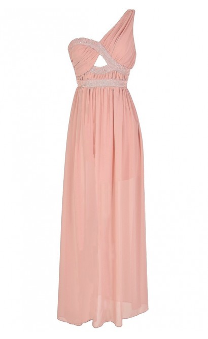 Aphrodite Sequin and Chiffon Maxi Dress in Pink